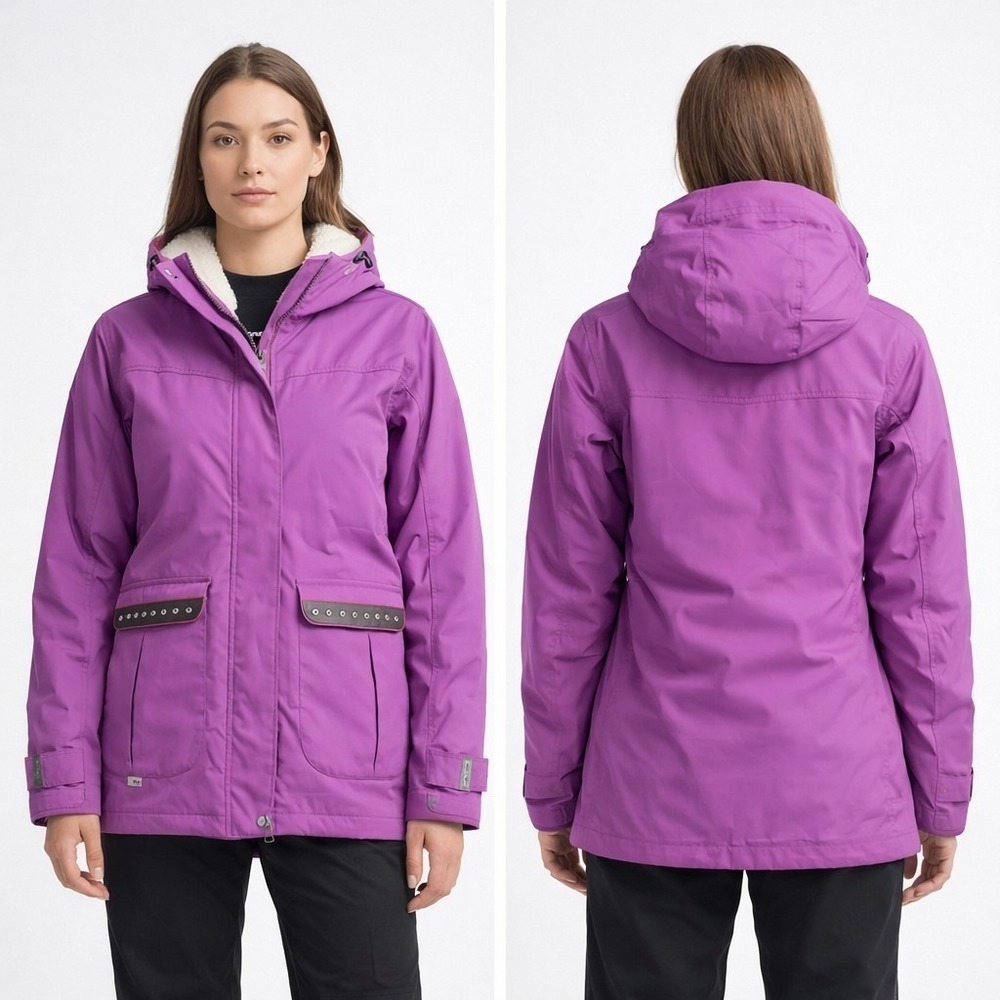 Foursquare Women's Snowboard‎ Jacket S Purple Sherpa Lined Hooded Winter